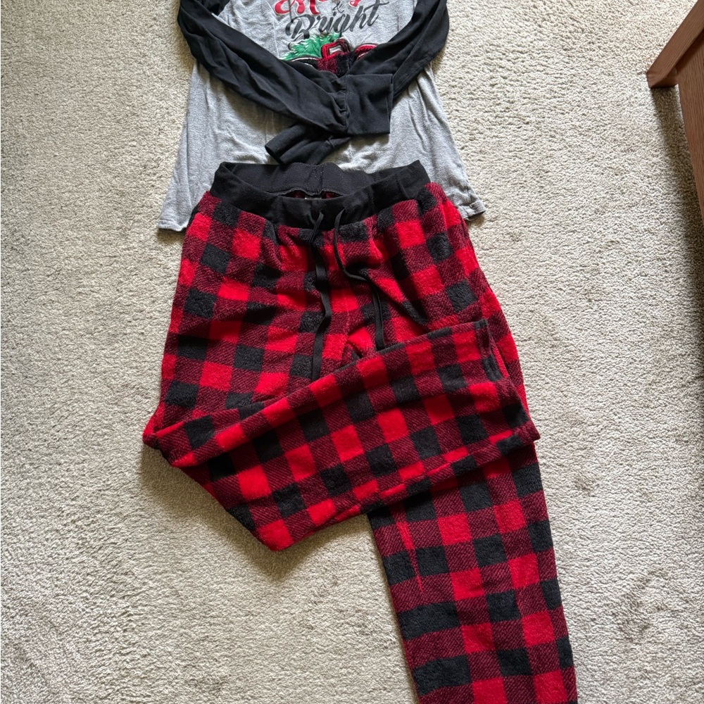 Red and Black Plaid Pajama Pants